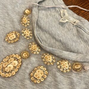 Rare J Crew Circa Rare 2009 Embellished Sequin 100% + Ties Cotton Tee Shirt SZ M
